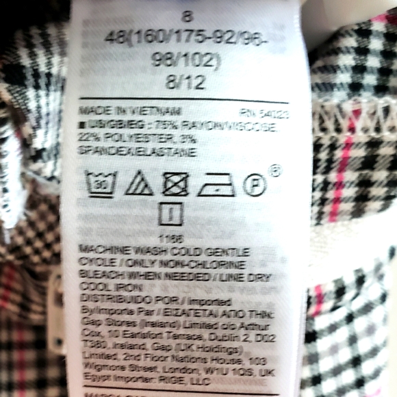 Gap Skinny Ankle Grey Pink Plaid Stretch Mid-Rise Dress Pants Women Size 8 NWT - Picture 8 of 9
